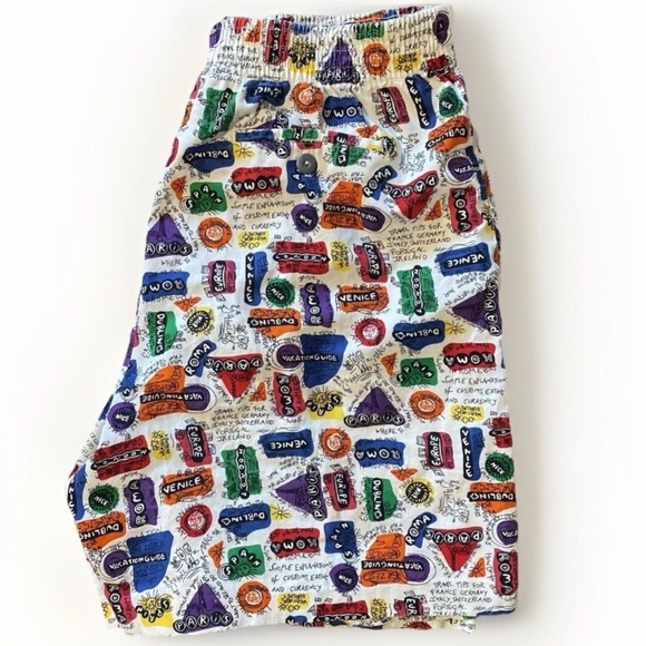 Vintage 1980s Shorts Tourist Travel Novelty Print Mens's High Waisted Jantzen - Picture 7 of 7